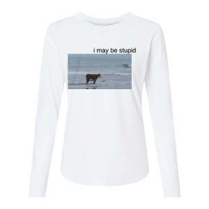 I May Be Stupid Cow On Beach Womens Cotton Relaxed Long Sleeve T-Shirt