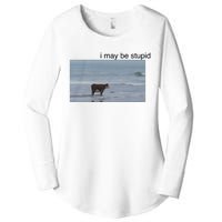 I May Be Stupid Cow On Beach Women's Perfect Tri Tunic Long Sleeve Shirt