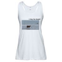 I May Be Stupid Cow On Beach Ladies Essential Flowy Tank