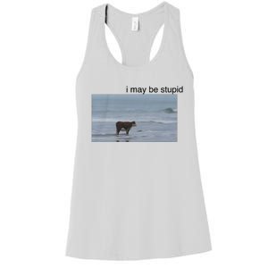 I May Be Stupid Cow On Beach Women's Racerback Tank