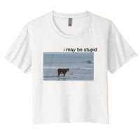 I May Be Stupid Cow On Beach Women's Crop Top Tee