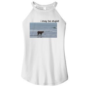 I May Be Stupid Cow On Beach Women's Perfect Tri Rocker Tank