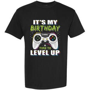 Its My Birthday Boy Time To Level Up Video Game Gift Garment-Dyed Heavyweight T-Shirt