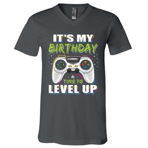 Its My Birthday Boy Time To Level Up Video Game Gift V-Neck T-Shirt