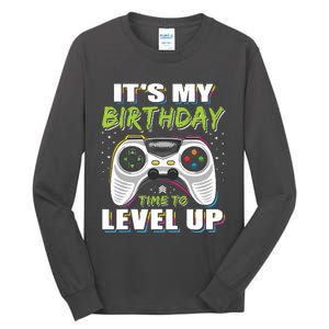 Its My Birthday Boy Time To Level Up Video Game Gift Tall Long Sleeve T-Shirt