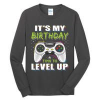 Its My Birthday Boy Time To Level Up Video Game Gift Tall Long Sleeve T-Shirt