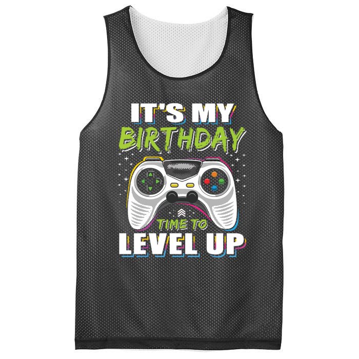 Its My Birthday Boy Time To Level Up Video Game Gift Mesh Reversible Basketball Jersey Tank