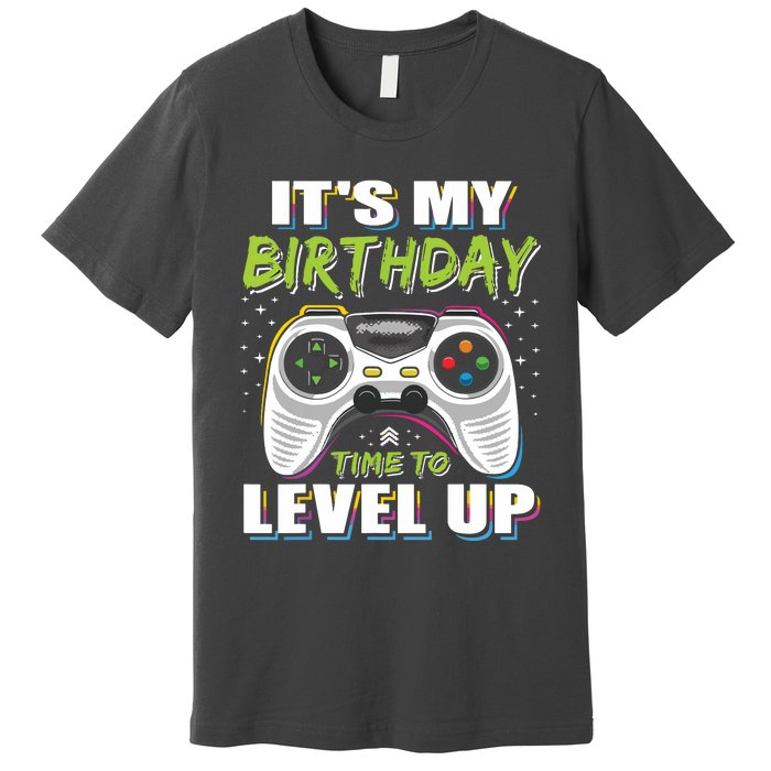 Its My Birthday Boy Time To Level Up Video Game Gift Premium T-Shirt