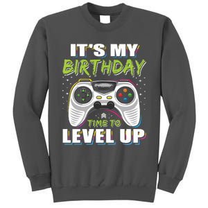 Its My Birthday Boy Time To Level Up Video Game Gift Tall Sweatshirt