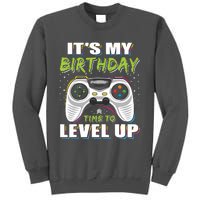 Its My Birthday Boy Time To Level Up Video Game Gift Tall Sweatshirt