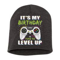 Its My Birthday Boy Time To Level Up Video Game Gift Short Acrylic Beanie