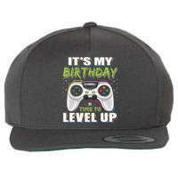 Its My Birthday Boy Time To Level Up Video Game Gift Wool Snapback Cap