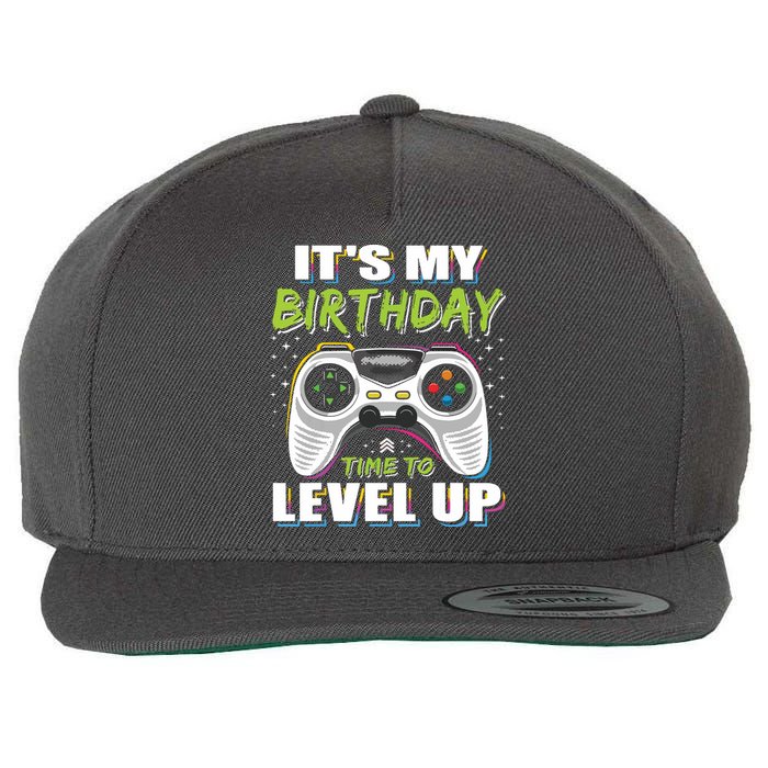 Its My Birthday Boy Time To Level Up Video Game Gift Wool Snapback Cap