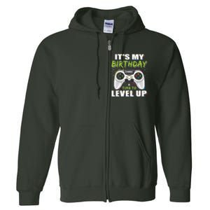 Its My Birthday Boy Time To Level Up Video Game Gift Full Zip Hoodie