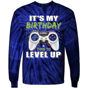 Its My Birthday Boy Time To Level Up Video Game Gift Tie-Dye Long Sleeve Shirt