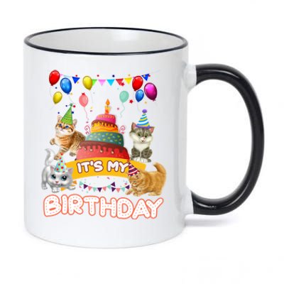 ItS My Birthday Cat And Kitten Party Day 11oz Black Color Changing Mug