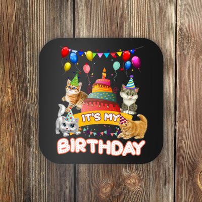 ItS My Birthday Cat And Kitten Party Day Coaster