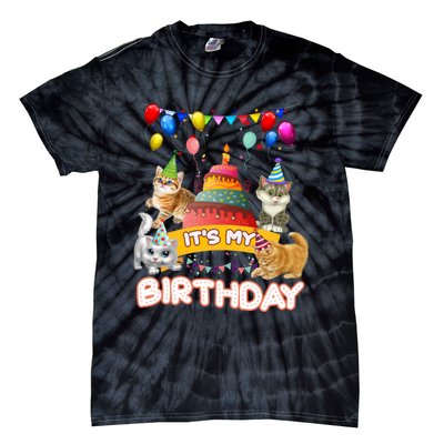 ItS My Birthday Cat And Kitten Party Day Tie-Dye T-Shirt