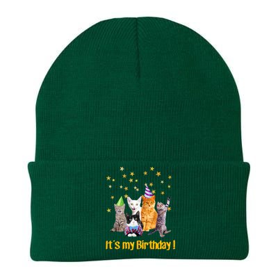 Its My Birthday Cute Cats Meow Knit Cap Winter Beanie