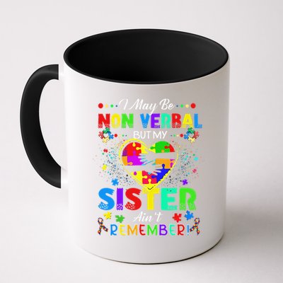 I May Be Non Verbal But My Sister Aint Remember That Autism Mug