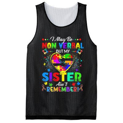 I May Be Non Verbal But My Sister Aint Remember That Autism Mesh Reversible Basketball Jersey Tank