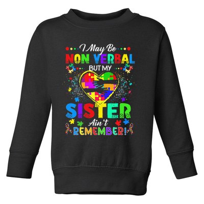 I May Be Non Verbal But My Sister Aint Remember That Autism Toddler Sweatshirt