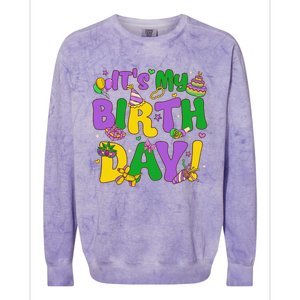 ItS My Birthday Mardi Gras Funny Bday Colorblast Crewneck Sweatshirt