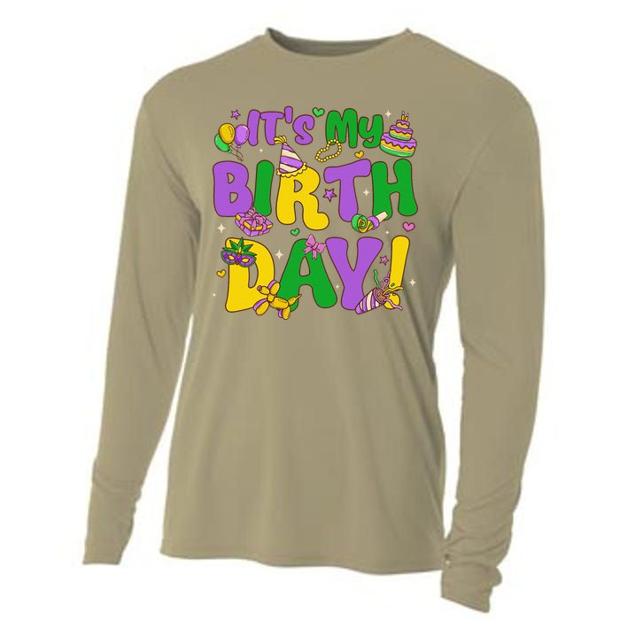 ItS My Birthday Mardi Gras Funny Bday Cooling Performance Long Sleeve Crew