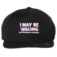 I May Be Wrong But Its Highly Unlikely Static Glitch Wool Snapback Cap
