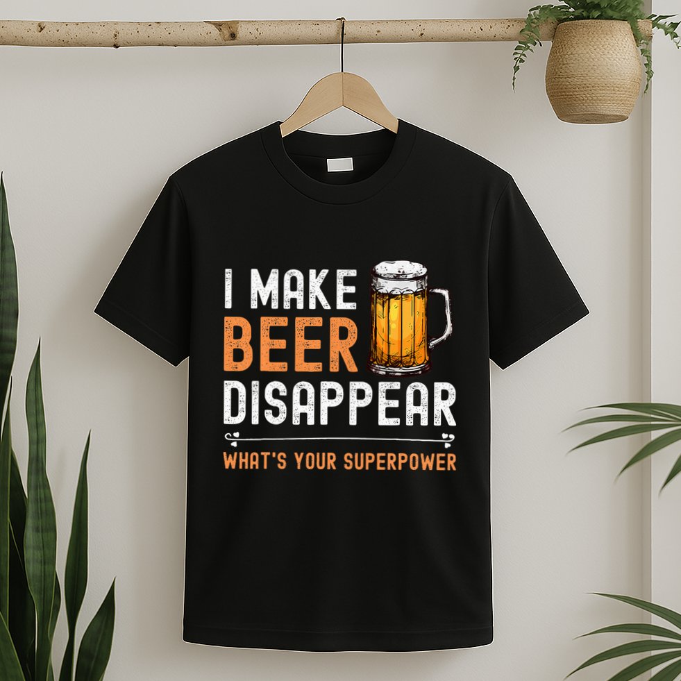 I Make Beer Disappear WhatS Your Superpower Funny Drinking T-Shirt