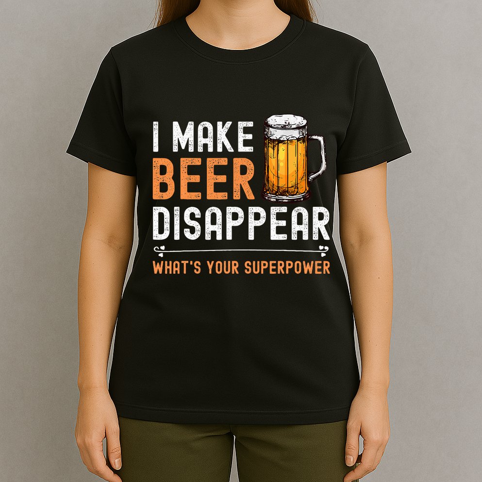 I Make Beer Disappear WhatS Your Superpower Funny Drinking T-Shirt