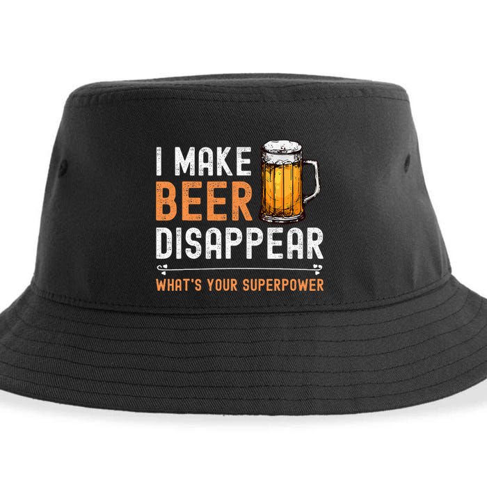 I Make Beer Disappear WhatS Your Superpower Funny Drinking Sustainable Bucket Hat