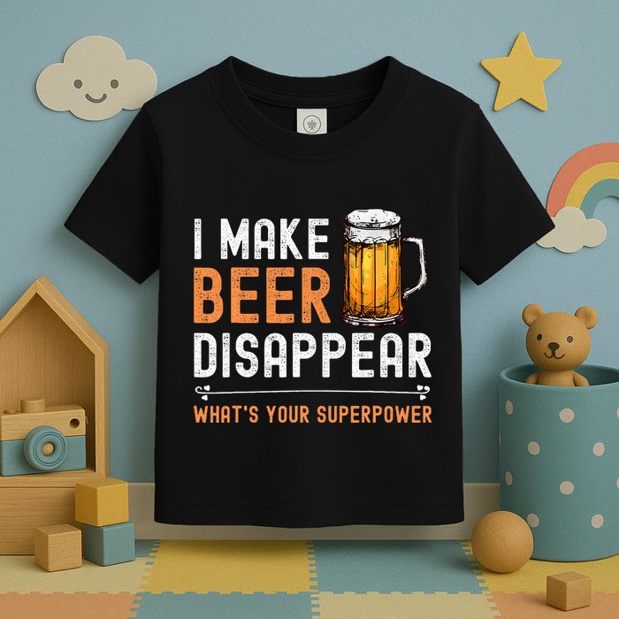 I Make Beer Disappear WhatS Your Superpower Funny Drinking Toddler T-Shirt