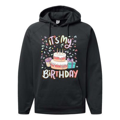 ItS My Birthday Cake Donut Confetti Performance Fleece Hoodie