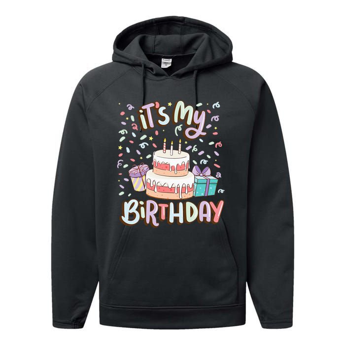 ItS My Birthday Cake Donut Confetti Performance Fleece Hoodie