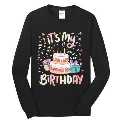 ItS My Birthday Cake Donut Confetti Tall Long Sleeve T-Shirt