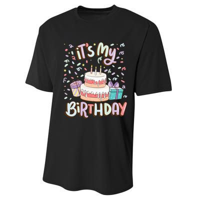 ItS My Birthday Cake Donut Confetti Performance Sprint T-Shirt