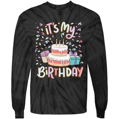 ItS My Birthday Cake Donut Confetti Tie-Dye Long Sleeve Shirt