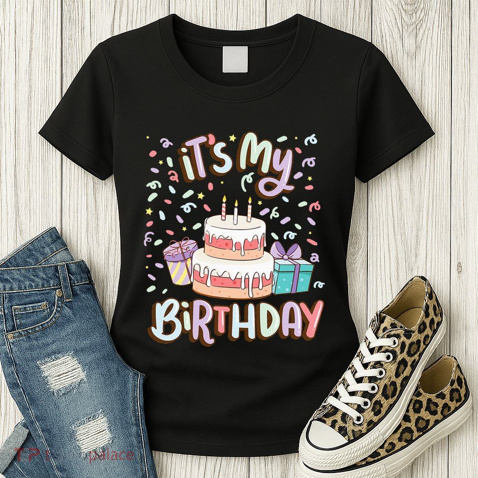 ItS My Birthday Cake Donut Confetti Womens T-Shirt