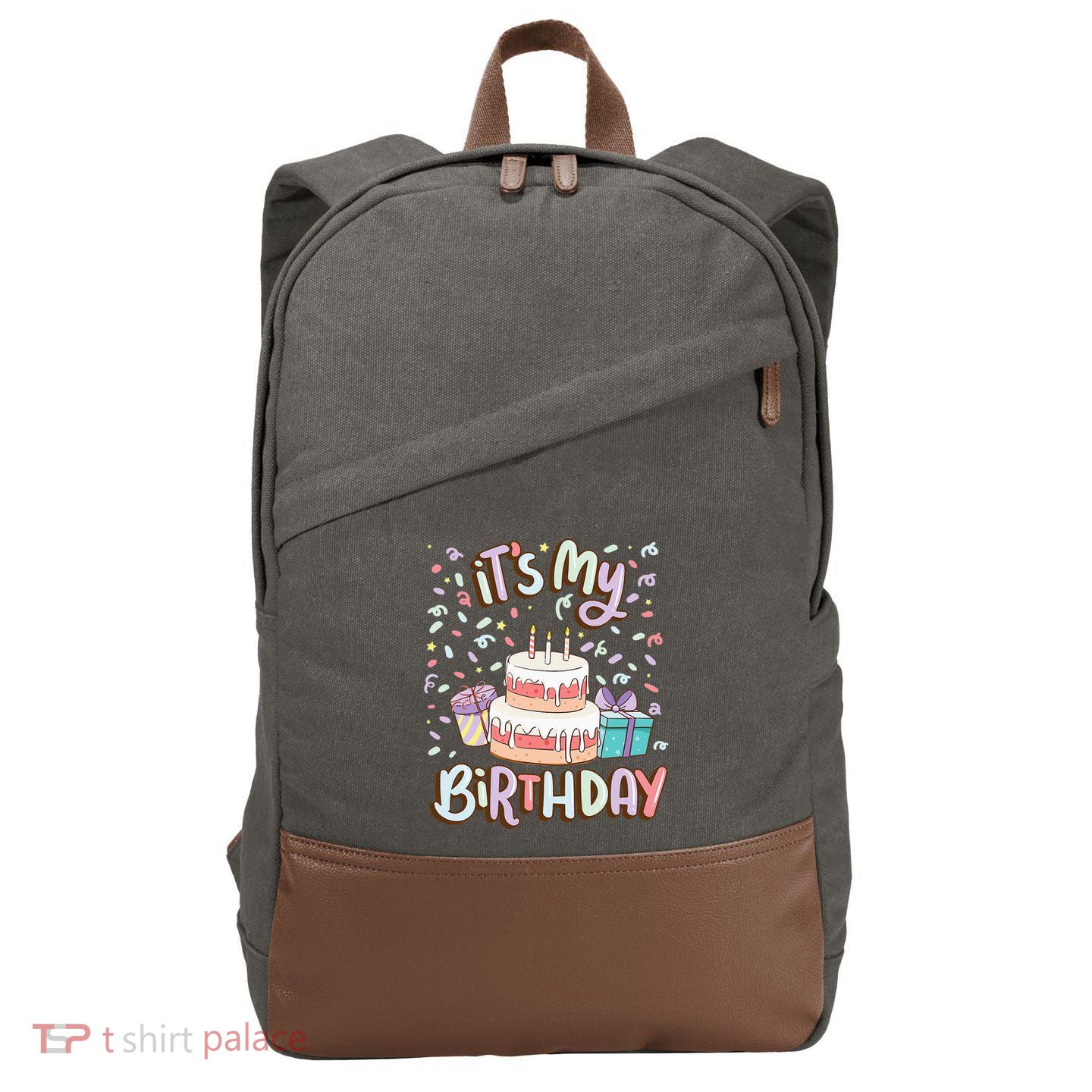 ItS My Birthday Cake Donut Confetti Cotton Canvas Backpack