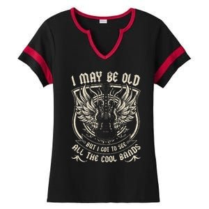 I May Be Old But I Got To See All The Cool Band Rock Concert Ladies Halftime Notch Neck Tee