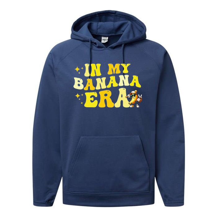 In My Banana Era Fruit Lover Baseball Player Performance Fleece Hoodie