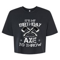 It's My Birthday Axe Throwing Lover Funny B-Day Famer Party Bella+Canvas Jersey Crop Tee