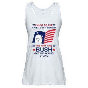 I Must Be The Child Left Behind The Way This Bush Got Me Ladies Essential Flowy Tank