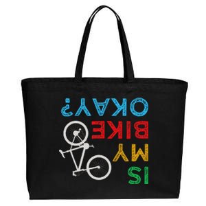 Is My Bike Okay Funny Cycling Accident Humor Cotton Canvas Jumbo Tote