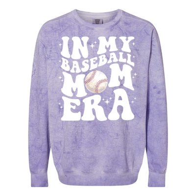 In My Baseball Mom Era Retro Groovy Baseball Mama Meaningful Gift Colorblast Crewneck Sweatshirt