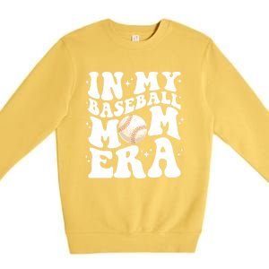 In My Baseball Mom Era Retro Groovy Baseball Mama Meaningful Gift Premium Crewneck Sweatshirt