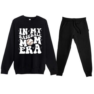 In My Baseball Mom Era Retro Groovy Baseball Mama Meaningful Gift Premium Crewneck Sweatsuit Set