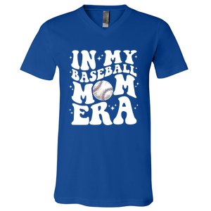 In My Baseball Mom Era Retro Groovy Baseball Mama Meaningful Gift V-Neck T-Shirt