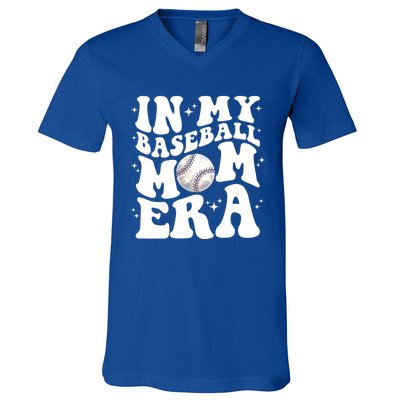 In My Baseball Mom Era Retro Groovy Baseball Mama Meaningful Gift V-Neck T-Shirt